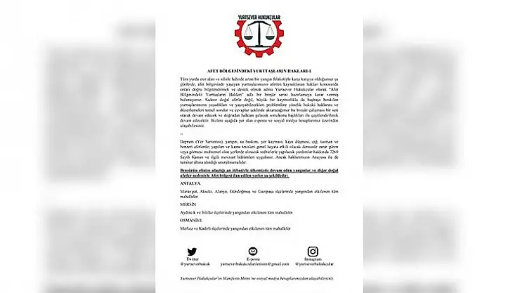 Afet bölgesindeki yurttaşların hakları