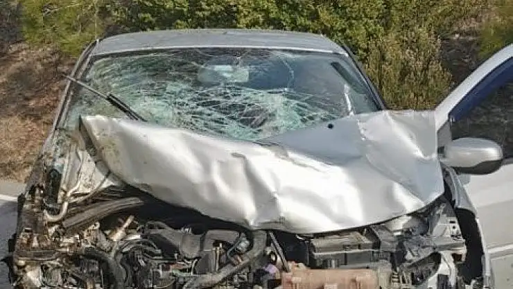 Atla çarpışan araç hurdaya döndü