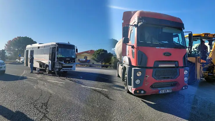 Beton mikseri ile yolcu midibüsü çarpıştı