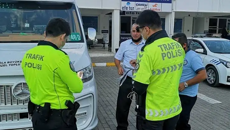 DALAMAN'DA YOLCU ARAÇLARINA KORONA VİRÜS DENETİMİ YAPILDI