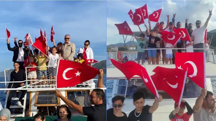 Datça Ülkü Ocakları Murdala Adası'nda Türk Bayrağı'nı dalgalandırdı