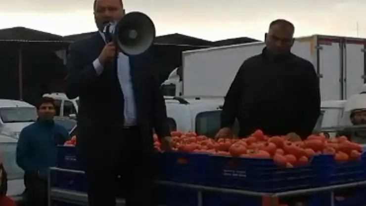 DOMATES ÜRETİCİLERİ KARAÇULHA HALİNDE BİR ARAYA GELDİ