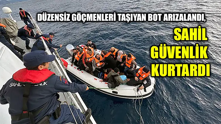 Düzensiz Göçmenleri Taşıyan Bot Arızalandı, Sahil Güvenlik Kurtardı