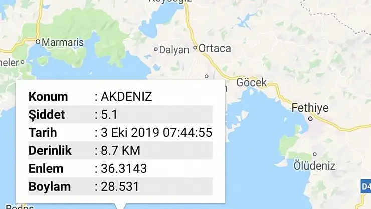 FETHİYE 5.1 İLE SALLANDI 