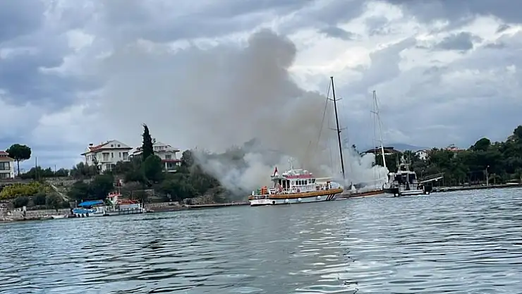 Fethiye Şövalye Adası'nda Teknede Yangın Çıktı