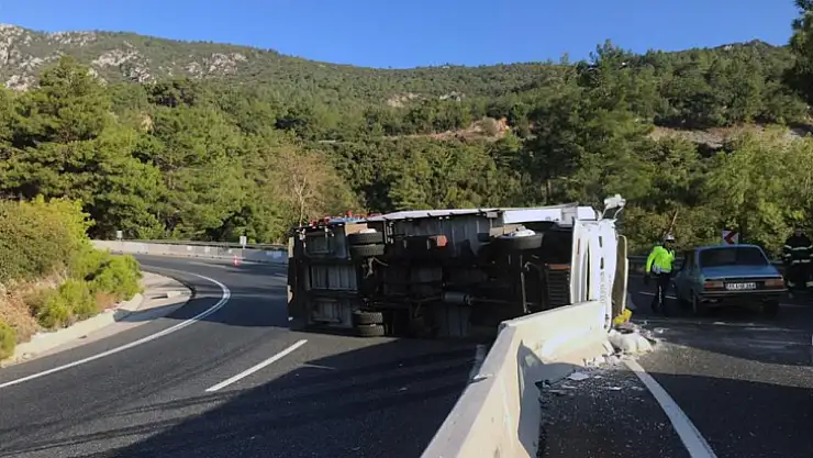 Gıda taşıyan kamyon kaza yaptı, 2 yaralı
