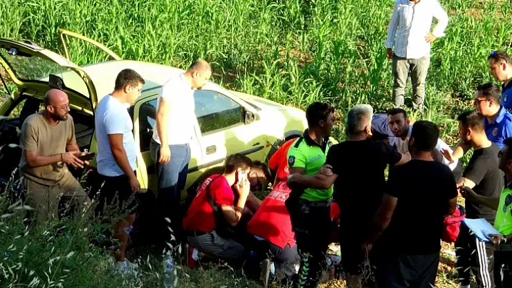 Hamile kadının kullandığı otomobil tarlaya uçtu: 1 ağır yaralı