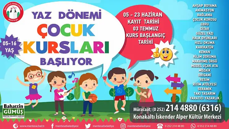 Kurslarda Çocuklara 21 Farklı Branşta Eğitim Verilecek