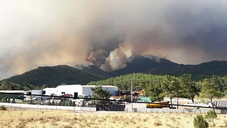 Marmaris'teki yangına 1 uçak 8 helikopterle müdahale ediliyor