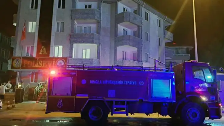 Menteşe Polis evinde yangın