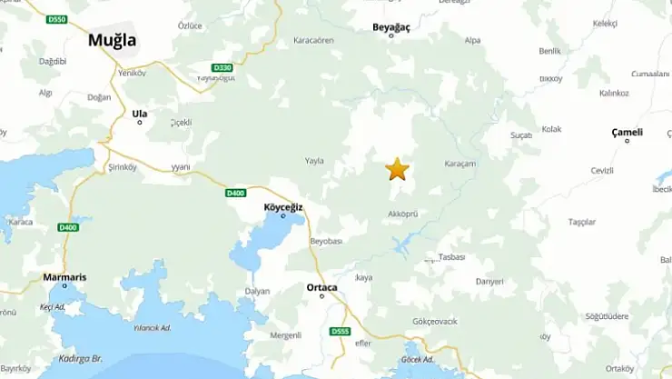 MUĞLA'DA 4.8 BÜYÜKLÜĞÜNDE DEPREM