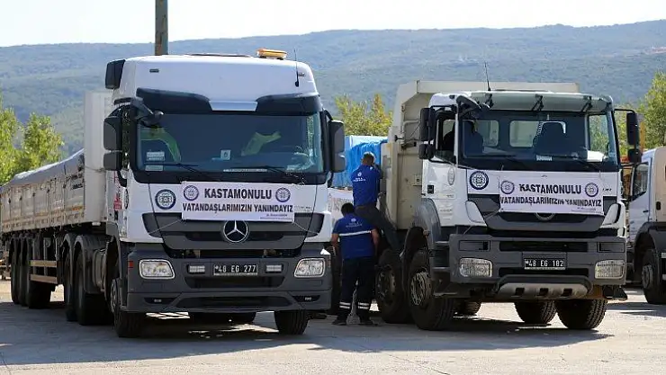 Muğla'dan Kastamonu'ya 6 TIR, 2 kamyon yardım