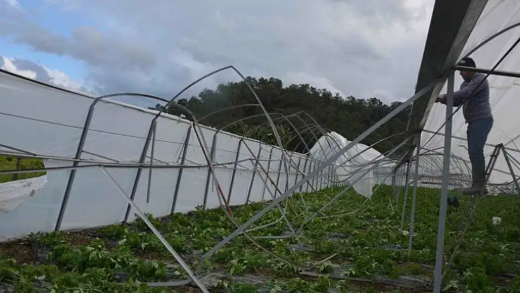 Ortaca'da fırtına seralara zarar verdi