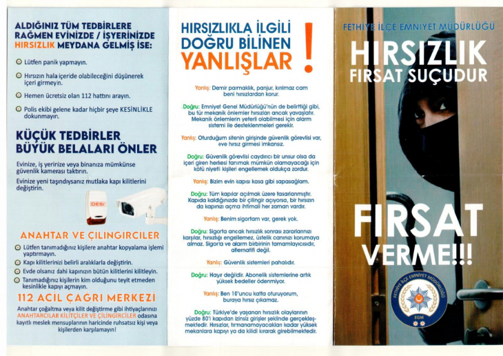 Fethiye Emniyet Müdürlüğünden Hırsızlık Uyarısı